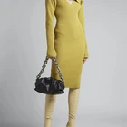 Long Dress New Design Long Sleeve Ribbed Knit Women Shrug Sweater Dress