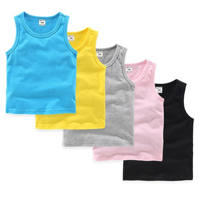 High Quality Kids White Underwear Vest Tank Tops Cotton Children Boys