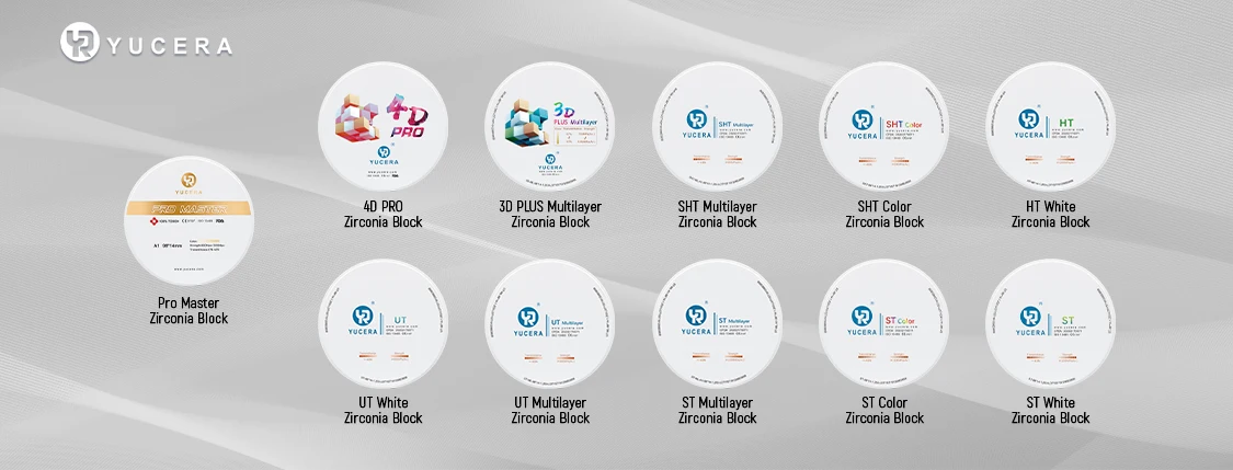 YUCERA 4D PRO Multilayer Zirconia Block Customized Dental Cad Cam Dental Laboratory Multi-layered Zirconia Block