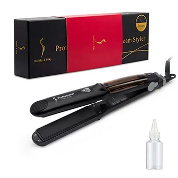2 in 1 Curling and Straightening Steam Flat Iron Professional Steam Hair Straightener Salon Styler Tourmaline Flat Iron