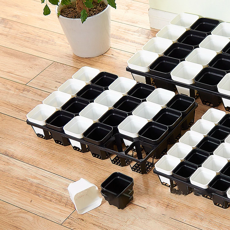 WXL286 24 Holes Nursery Pot Cactus Plant Pot Garden Plastic Black Succulents Planter Pots Seedling Tray