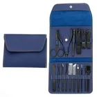 Wholesale 16 Pcs Black Stainless Steel Manicure Set With PU Leather Case