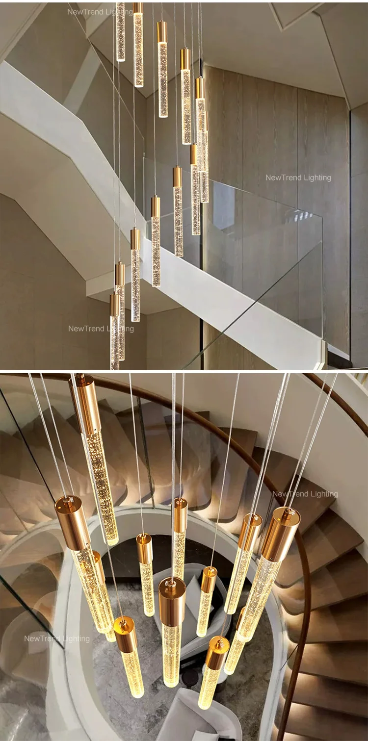 CPL-361 Custom Large Indoor Decoration Pendant Light Hotel Lobby Villa Staircase Luxury LED Chandelier manufacture