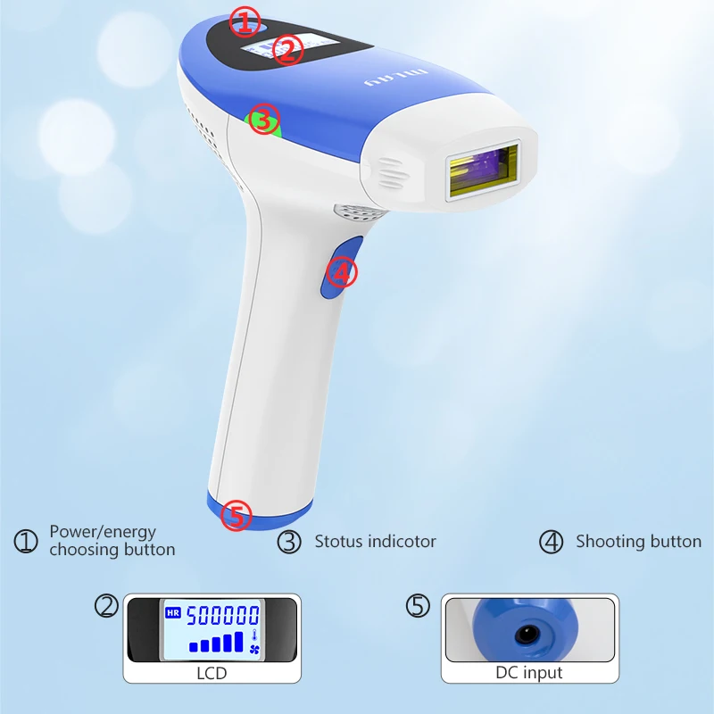 MLAY Professional IPL Laser Hair Removal Machine Portable for Whole Body for Home Permanent Usage Domestique Ipl Machine Use Max