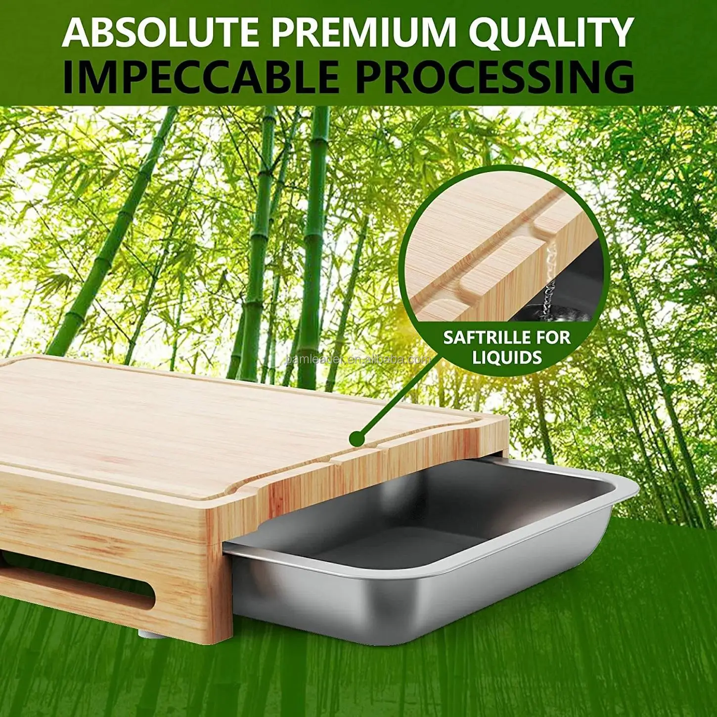 Durable Portable Vegetable Fruit Pizza Wooden Cutting Board Bamboo Large Cutting Board With Trays Drawers Chopping Board