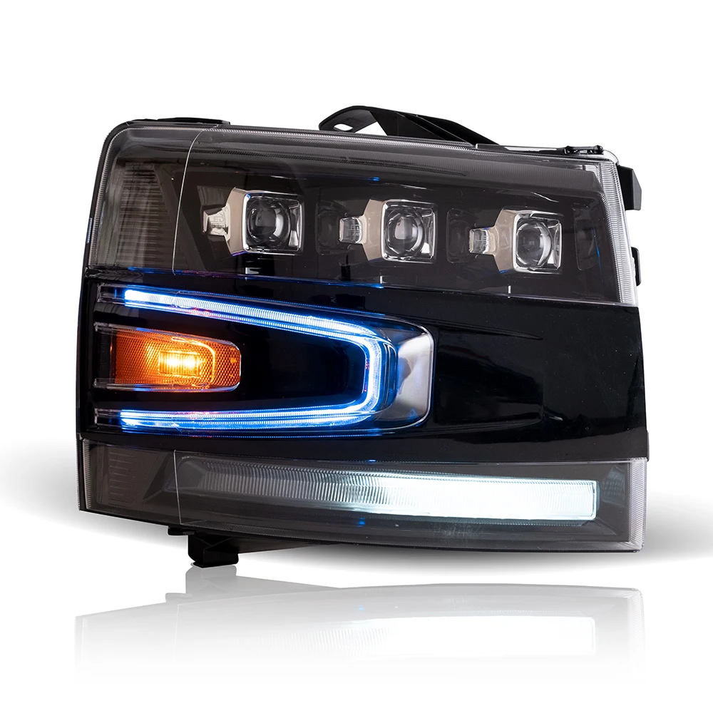 product headlight head light led 3 lens headlights car headlamp 2007 2013 for chevorlet silverado 2500 3500 hd plug and play-6