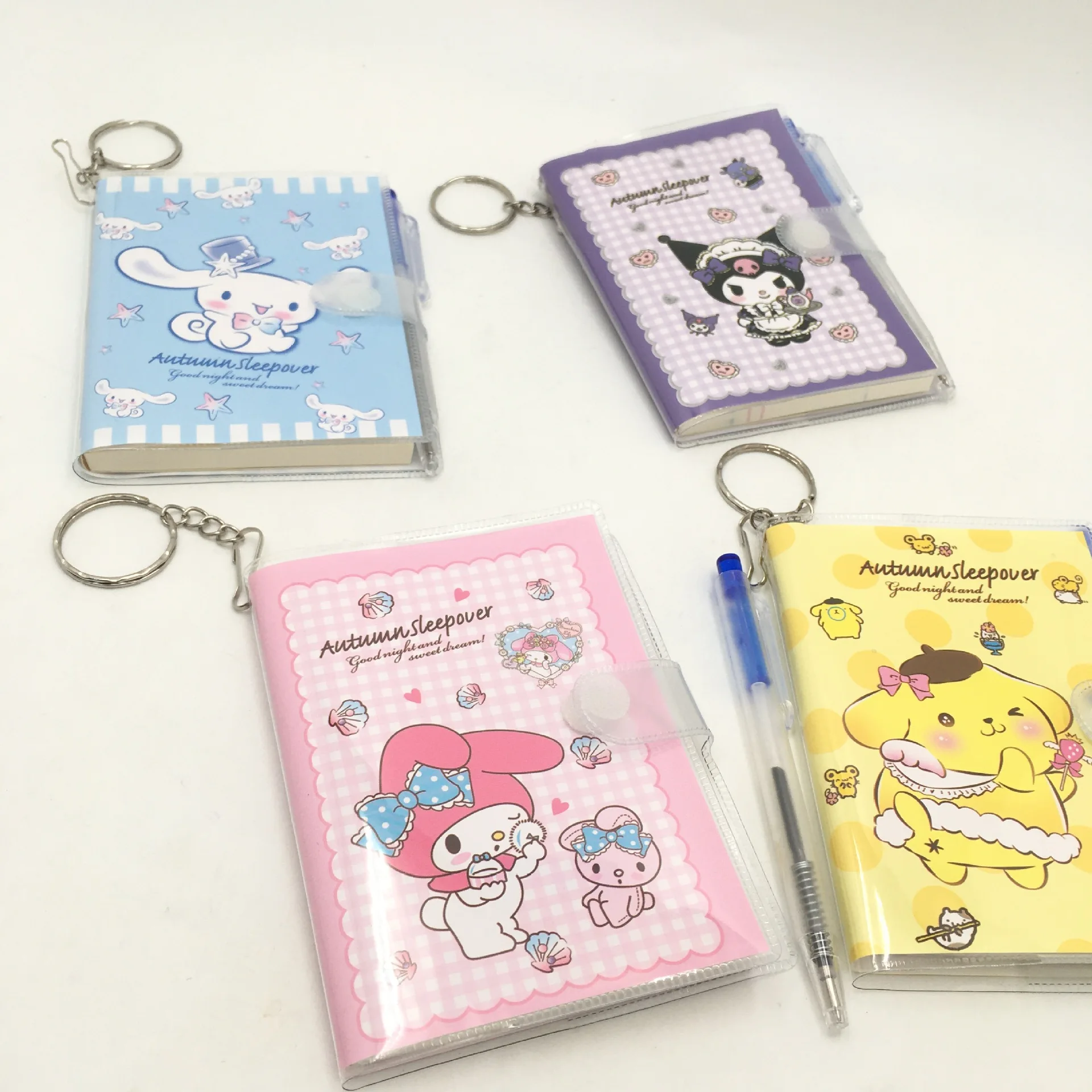 MB1 Cute Pink Melody Notebook, Portable Keychain Notepad, Mini Keyring Sanrio Notebook For School