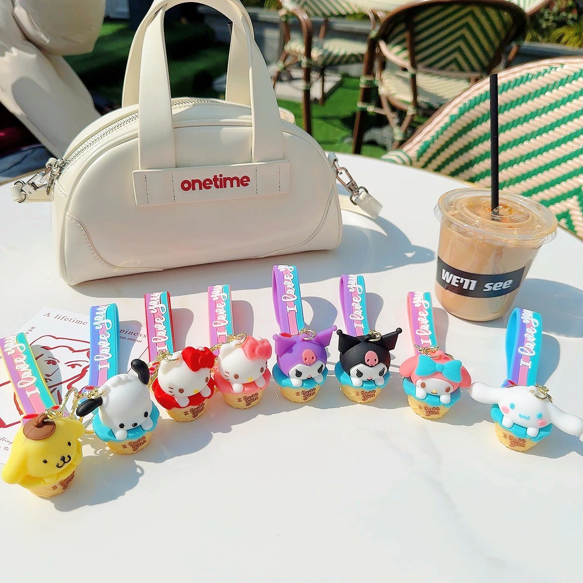 2024 New Cute Llaveros Key Chain Cartoon Dessert Sanrio Doll HelloKitty Car Key Ring Sanrio Pvc Kuromi plastic key chains