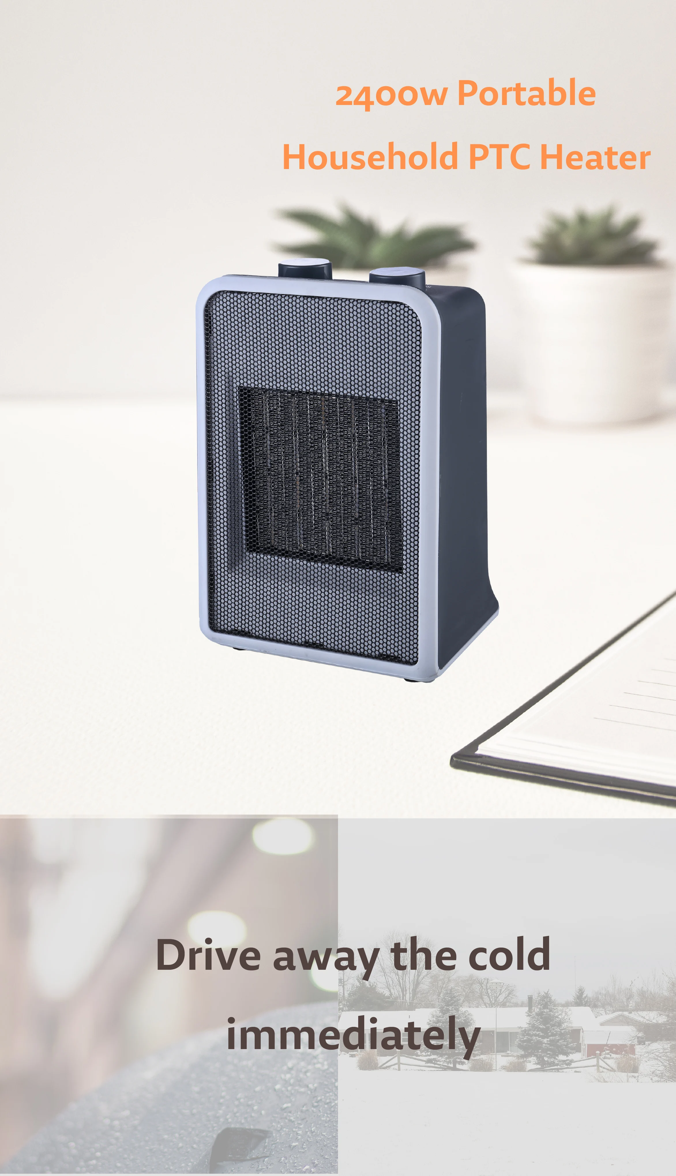 Ptc Ceramic Portable Heater, 2400W, 2400 W, Plastic - detail 8