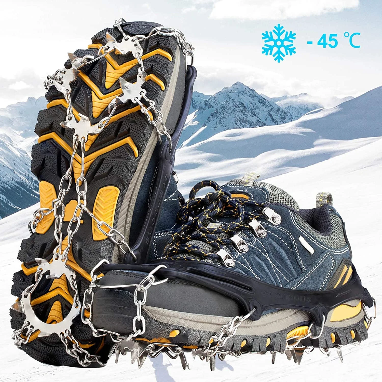 Anti Slip Walk Traction Cleats Crampons Ice Cleats for Hiking Boots and Shoes Snow Ice Grippers Spikes and Grips 