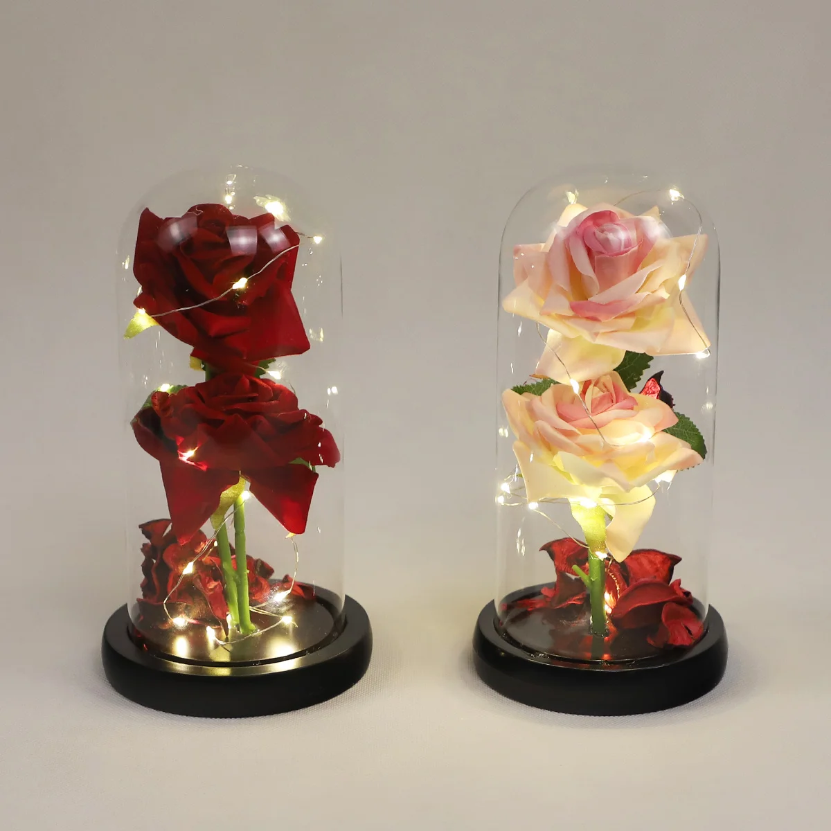 Festival Party Decorative Mini Bouquet With Glass Flower Dome For Wedding Anniversary Valentine's Day Small Gift For Lover details