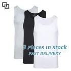 Soft Crew Neck Tank Top 3 Pack Men'S Bamboo Rayon White Undershirts
