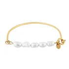 Customized Gold Plated Fashion Hawaii Pearl Bangle Charm Bracelet