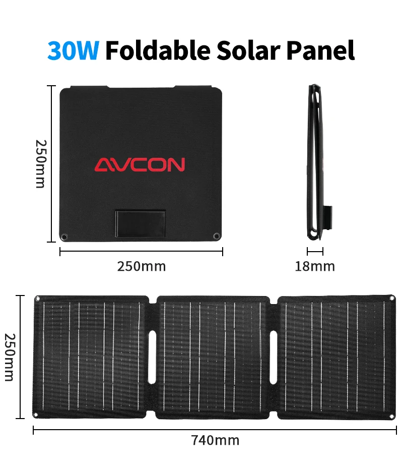 product avcon new design mini folding solar panel portable 30w usb charger new design 200w outdoor power ev charging-3