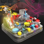 Mechanical educational transparent design rescue adventure racing plastic car track games toys with music and light for kids