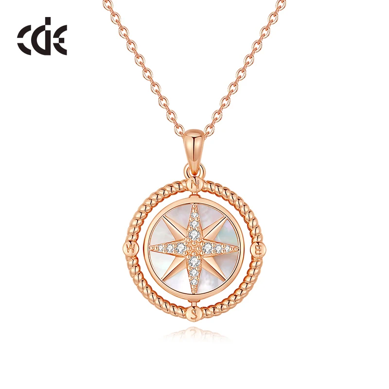 CDE YP1659 2023 Fashion Jewelry 925 Sterling Silver Compass Necklace With Zircon Joyas De Plata Silver Necklace Women