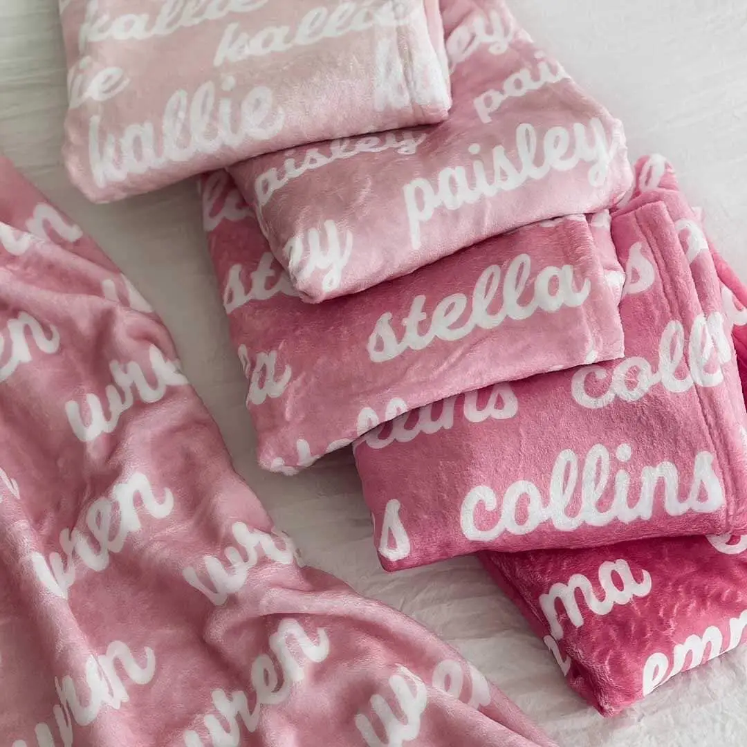 Wholesale Custom repeating kids named blanket Soft Fleece Personalized name blanket for baby infant gift