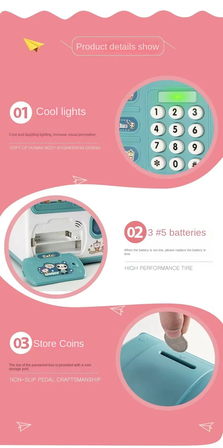 Automatic Induction Roll Money ATM Large Capacity Simulation Intelligent Electronic Fingerprint Password Suitcase Coin Bank