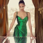 Clothes Fashion Satin Side Slits Halter Pure Color Dress Clothes Women Sexy Casual Dress