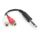 Stereo 6.35mm 1/4 Inch Male TRS Stereo Plug To 2 RCA Phono Female Audio Y Splitter Cable