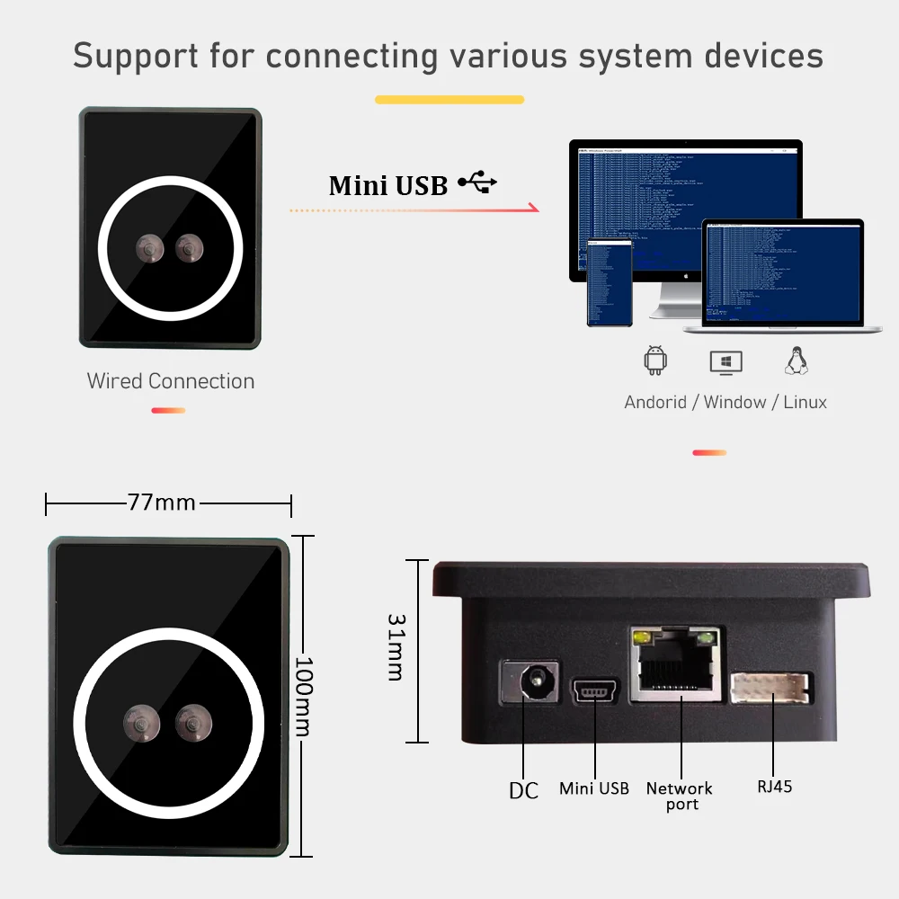 HFSecurity MP30 Non-contact High Accuracy Palm Vein Palm Print QR Scanner for Payment Free Match on Server 4