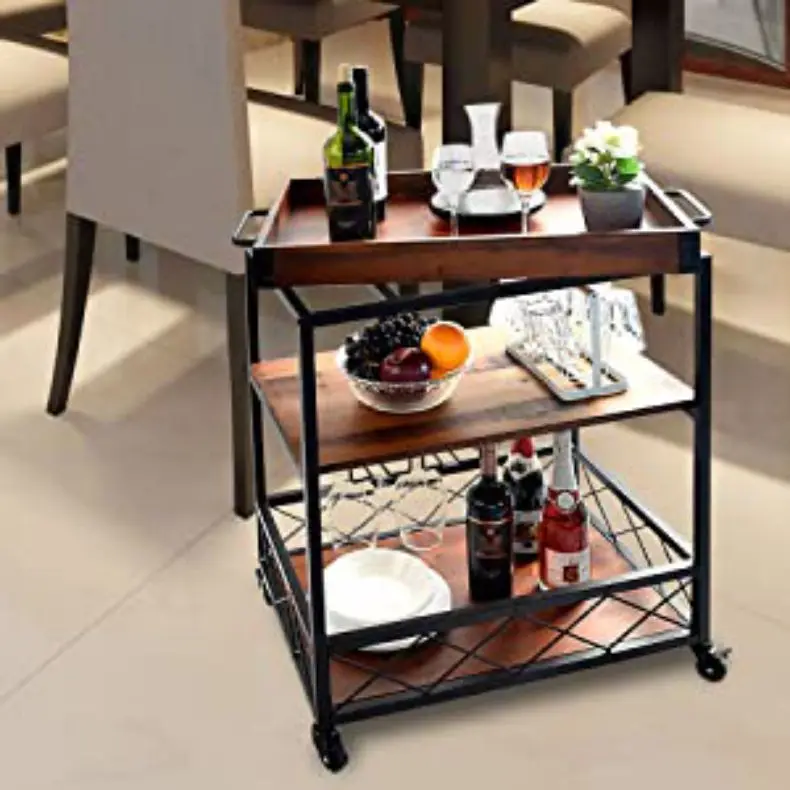 Floor Stand Movable Kitchen Storage Shelf Vegetable Rack For Kitchen