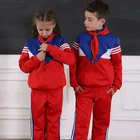 Kids Traditional 2-Piece Tracksuit Training Sport Uniform Navy And Red Color Customized Logo Uniform School Kids