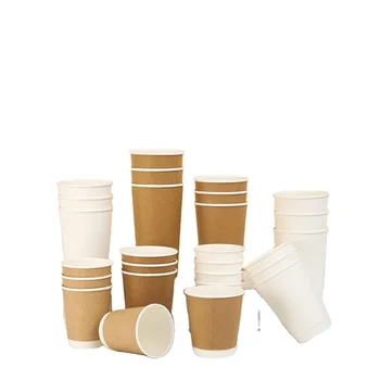 Eco Friendly Biodegradable Disposable  Paper Coffee Cups With Logo Custom Printed Cups Packaging With Lid