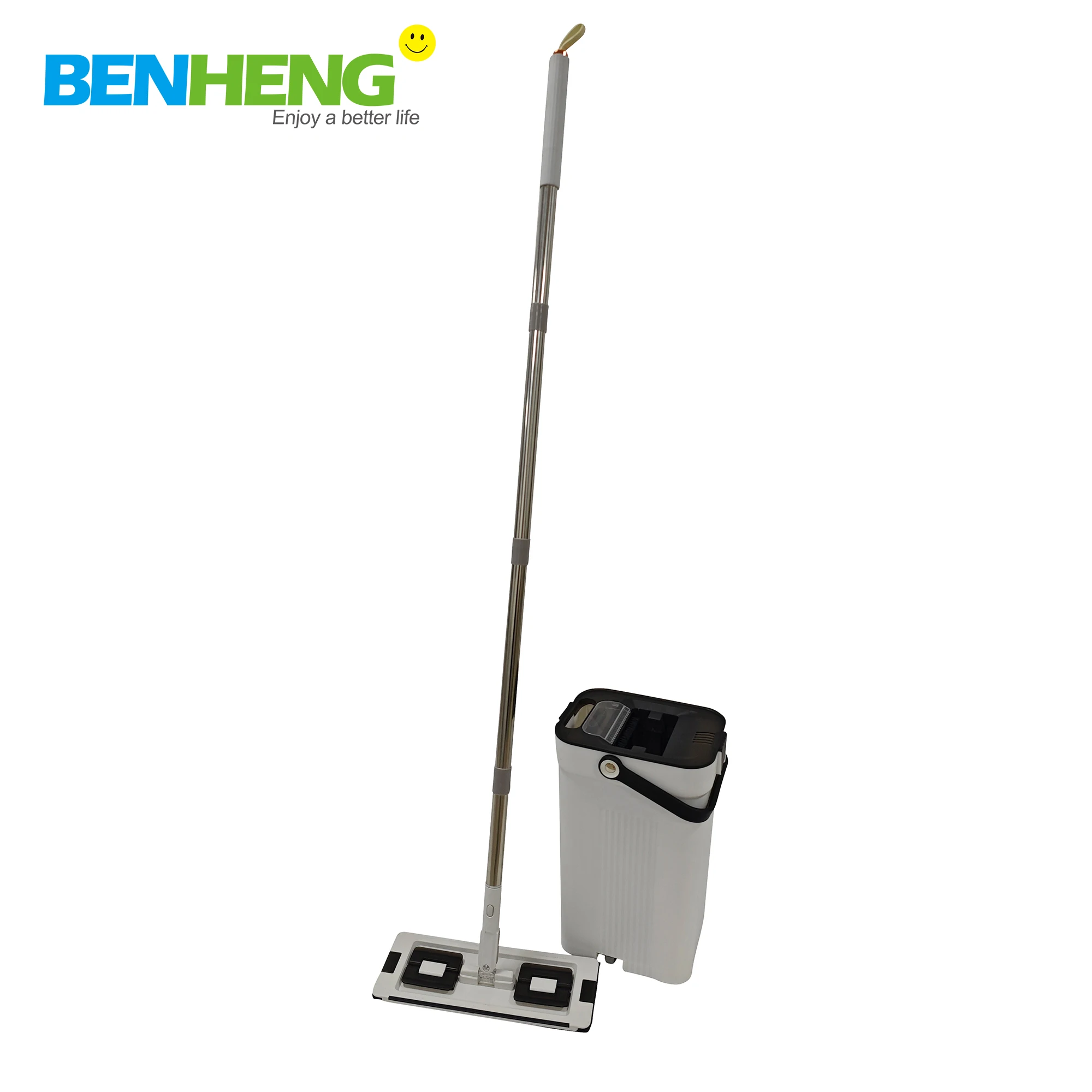 Smart Mops New Flat Mop Bucket with Clean and Dirty Water Separated, 3 Chamber Buckets, 2025 New Hot Delling Household Items
