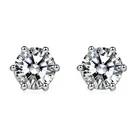 925 Sterling Silver Silver 925 Sterling Silver Moissanite Diamond Stud Earrings