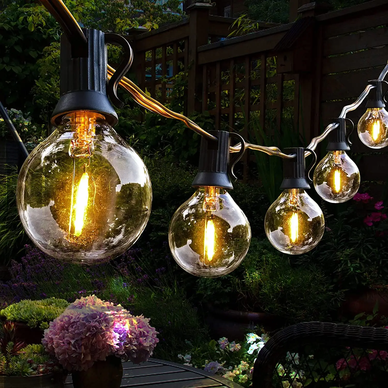 UL listed Backyard Patio Lights 25Ft G40 Globe String Lights with Clear Bulbs 