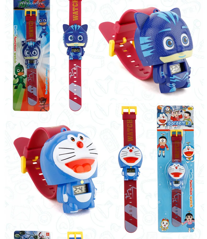 Hot selling Kids watch  Transformation toys for kids in Marvel cute shape  Spider-Man Q version children's toy gift