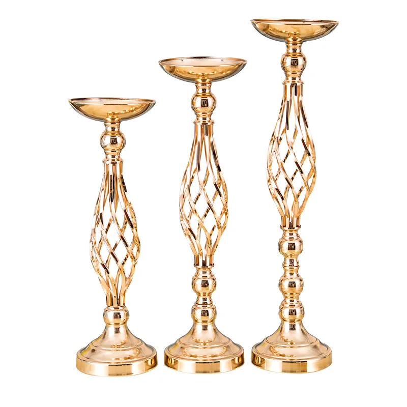 H148 Wedding T stage Decoration Creative Twisted Shape Candlestick Flower Ball Holder Road Guide Gold Plated Candle Holders