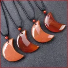 Red Stone Pendant Red Agate Stone Crescent Moon Pendant Moon Necklace Pendant Fashion Jewelry 2 Style