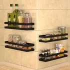 2020 new style single tier metal black powder coated wall hanging mounted spice rack
