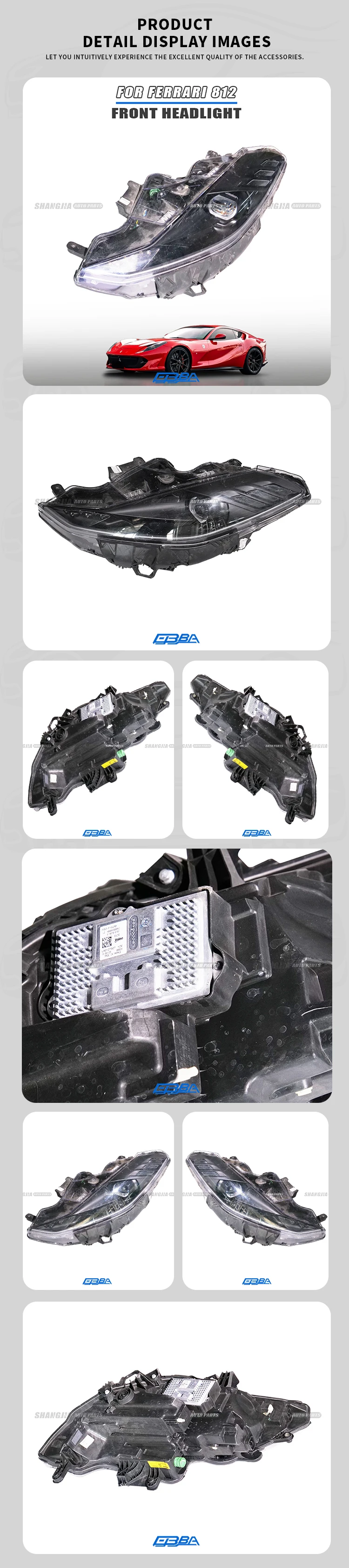 Headlight For Ferrari 812 338472 338470 GTS Spider High Quality Original Used Plastic Led Car Headlight No Repair No Yellow factory