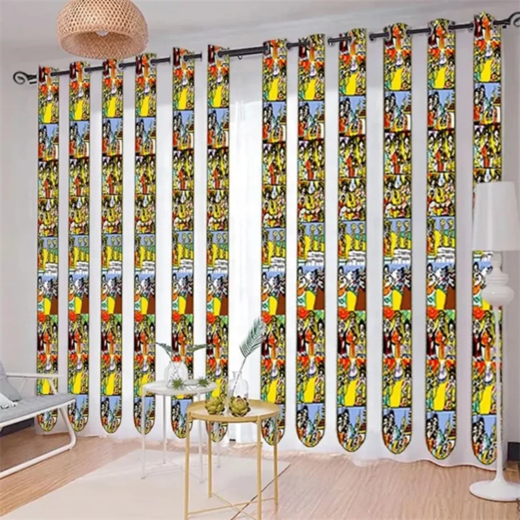 埃塞俄比亚传统设计窗帘萨巴和泰莱特遮光窗帘3D印花豪华卧室窗帘