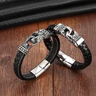Bangles Personalized Stylish Black Diamond Bracelet Men Multilayer Leather Bangles