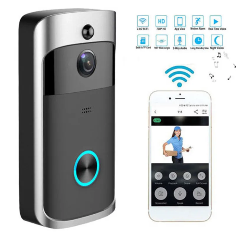 1080P Smart Video Doorbell WiFi Wireless Intercom Door Ring Bell Security Camera 