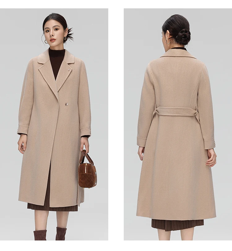 Women's Heavyweight Wool Winter Coat Windproof Long Overcoat for Extreme Cold