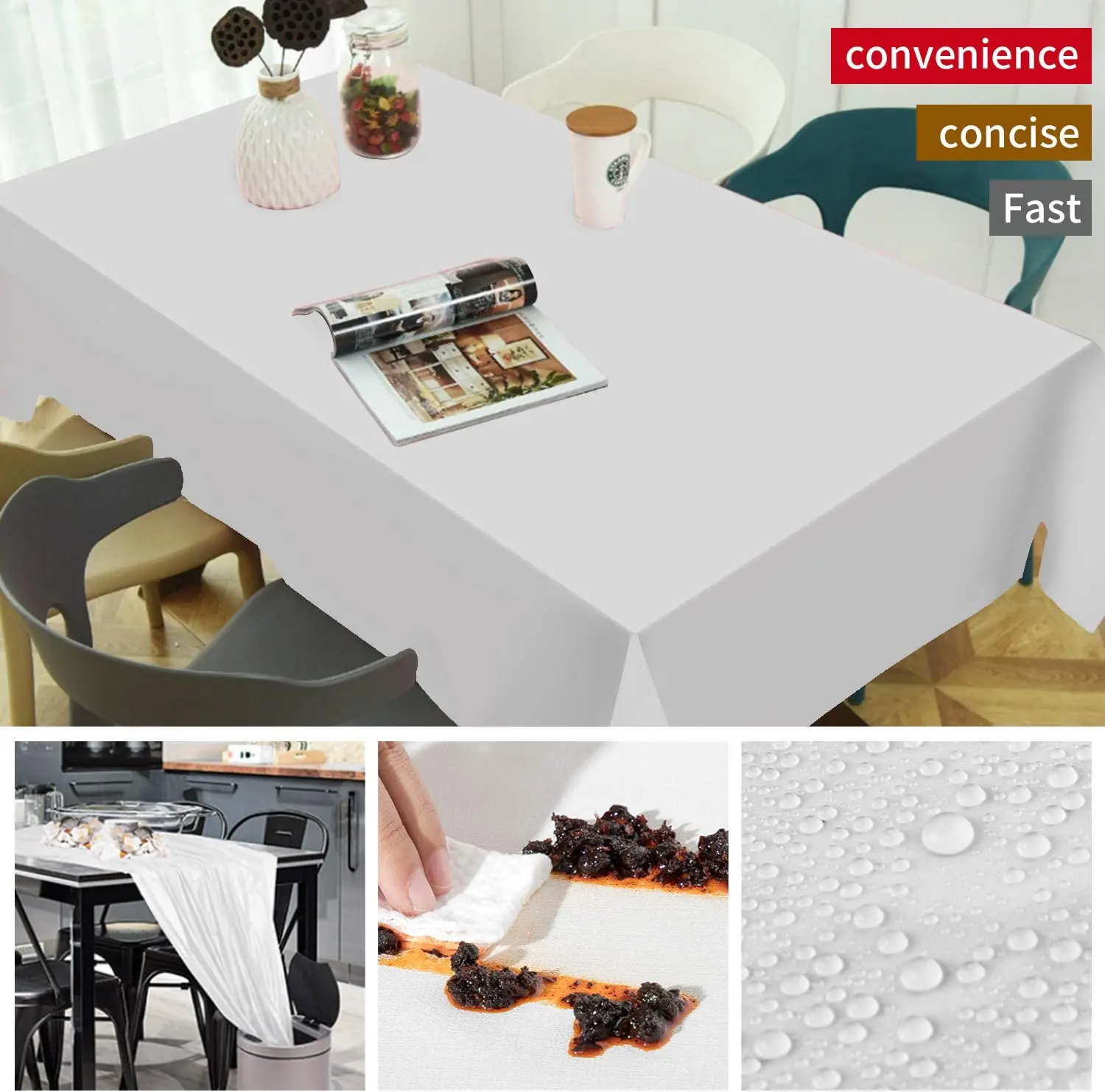 Premium Disposable Plastic Tablecloth X Rectangle Table Cover