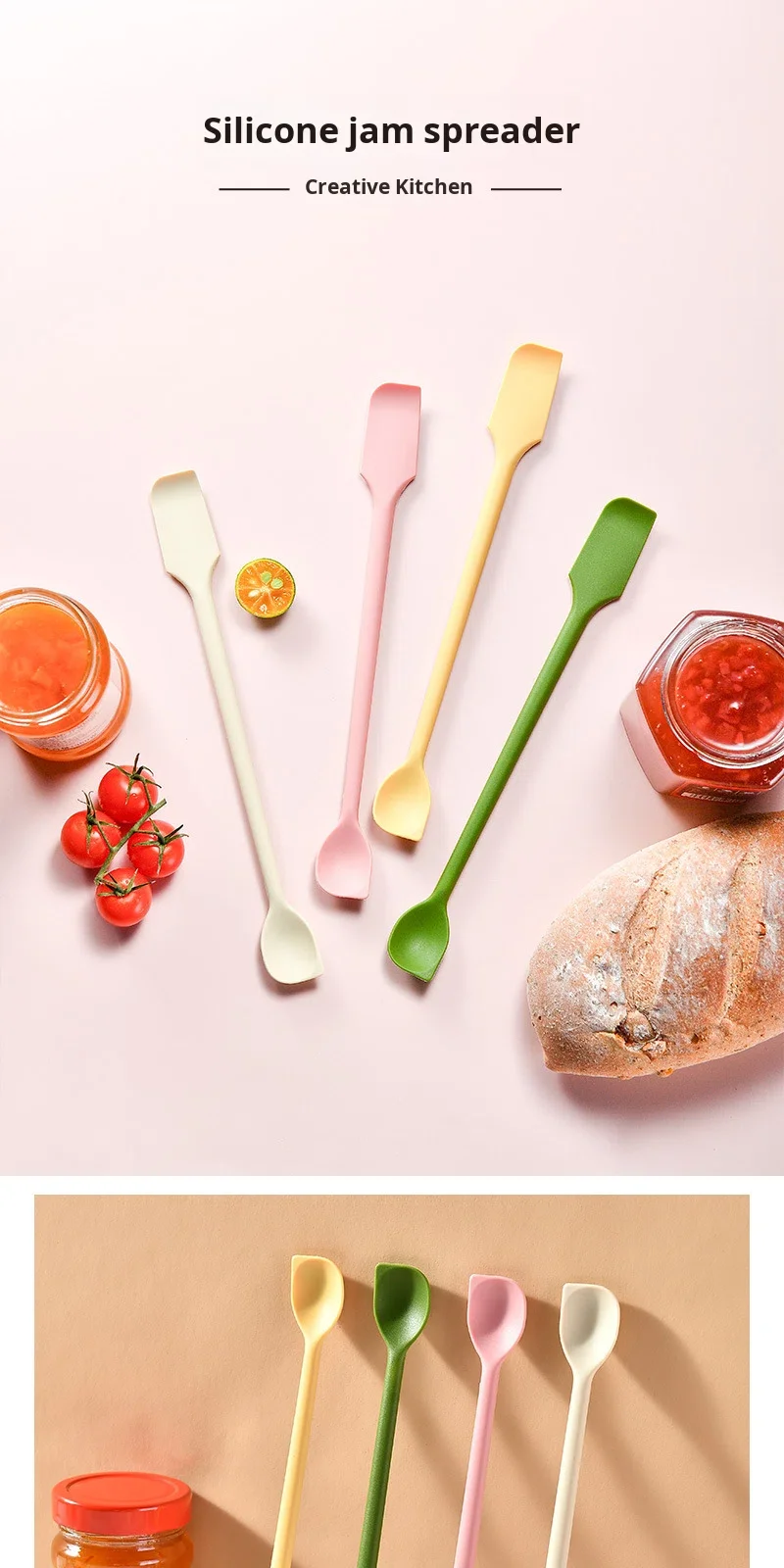 Kitchen Silicone Jam Spatula Seasoning Spoon and Baking Scraper for Cake Cream Bread-Jam-Perfect Baking & Pastry Tools details