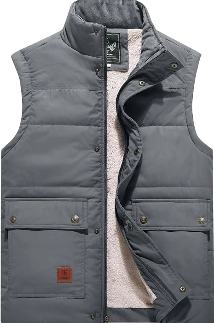 Comfortable and warm men's sleeveless and cotton vest high collar