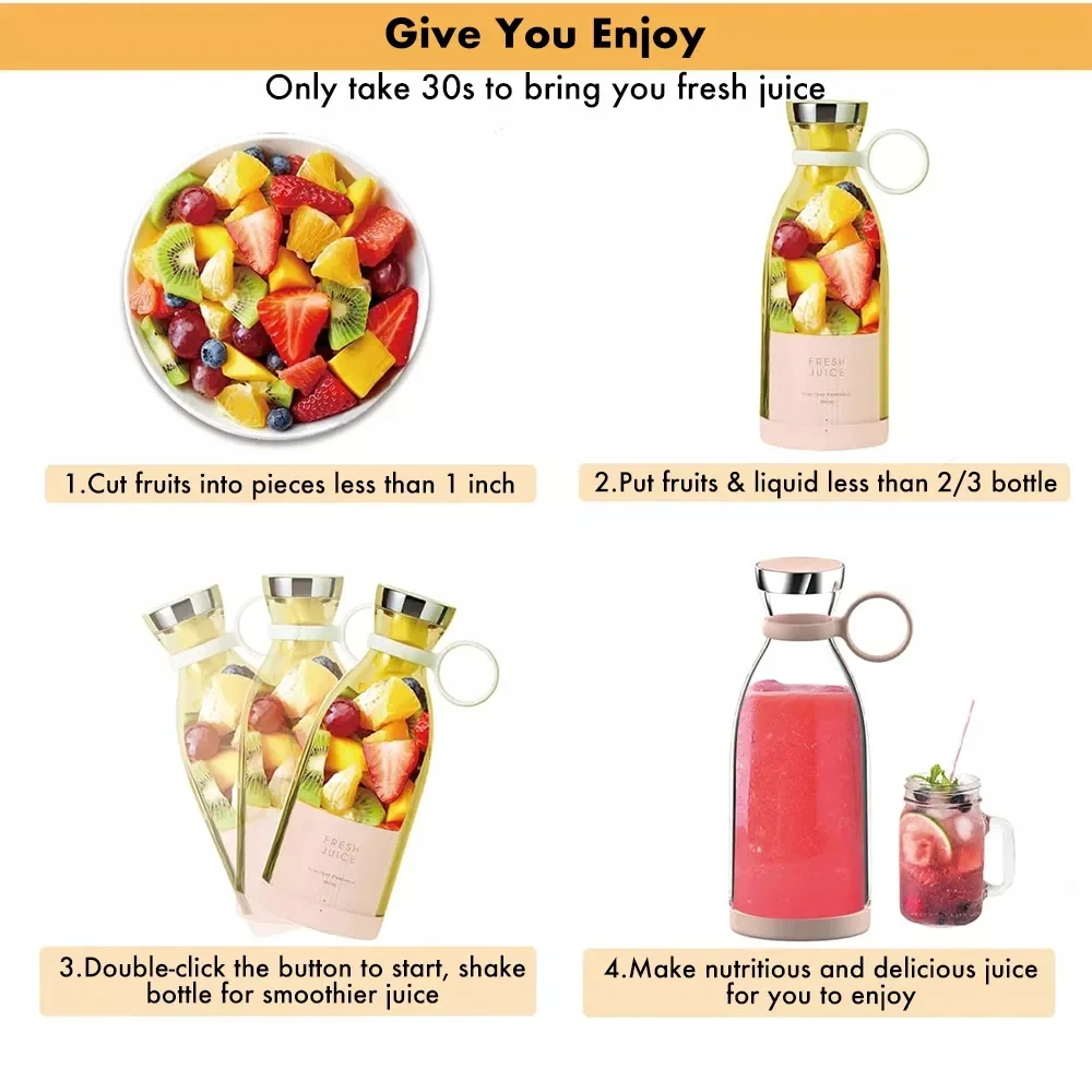 Hot Sale Portable Juice Blender For Lemon Vegetables Fruit Shaker Bottle Electrical Portable Mini Blender