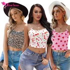 Top Tops Wholesale Cheap New Women Print Tube Crop Top Sexy Spaghetti Straps Camisoles White Tank Tops