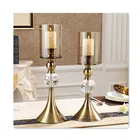 Wedding Crystal Metal Rose Gold Centerpiece Wedding Crystal Candle Holders Wedding Table Decorations