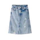 Skirt Girls Denim Skirts Denim High Waist Long Jeans Skirt Girls Casual Tassel Ripped Denim Skirts