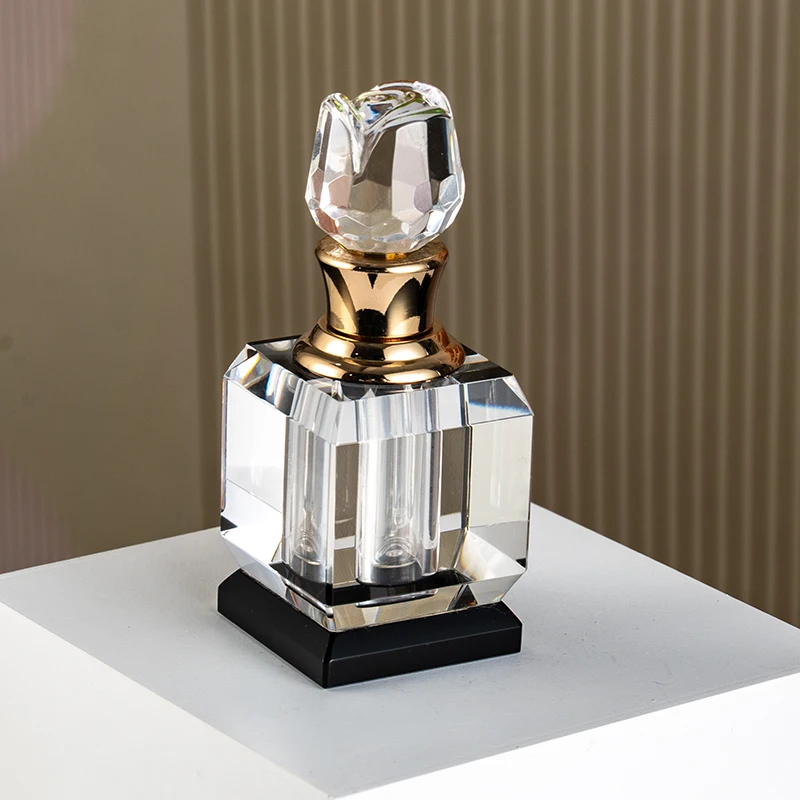 product latest design square flower cover luxurious and elegant glass empty bottle customizable 3ml crystal perfume bottle-4
