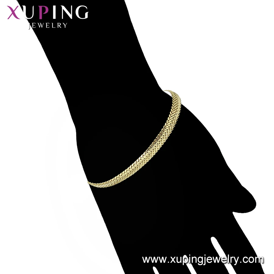 77391 xuping fashion jewelry 14k gold color italy gold plated hand bracelet for women