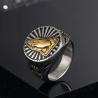 Titanium Ring Rings DEXRLO Titanium Steel Square Men Ring Stainless Steel Heart And Prayer Ring